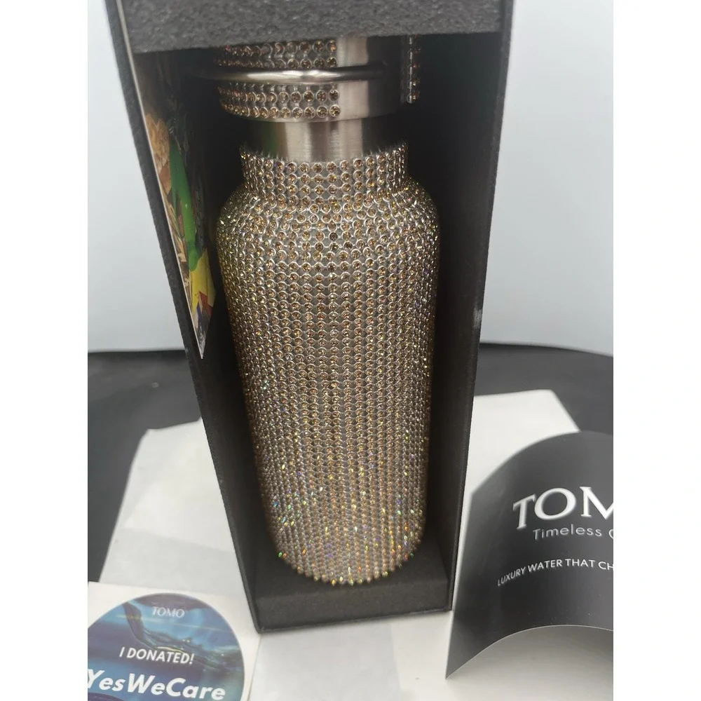 TOMO Luxury Water Bottle In Box 25oz In Gold Sky New In Box Crystals.(43) - Picture 2 of 9